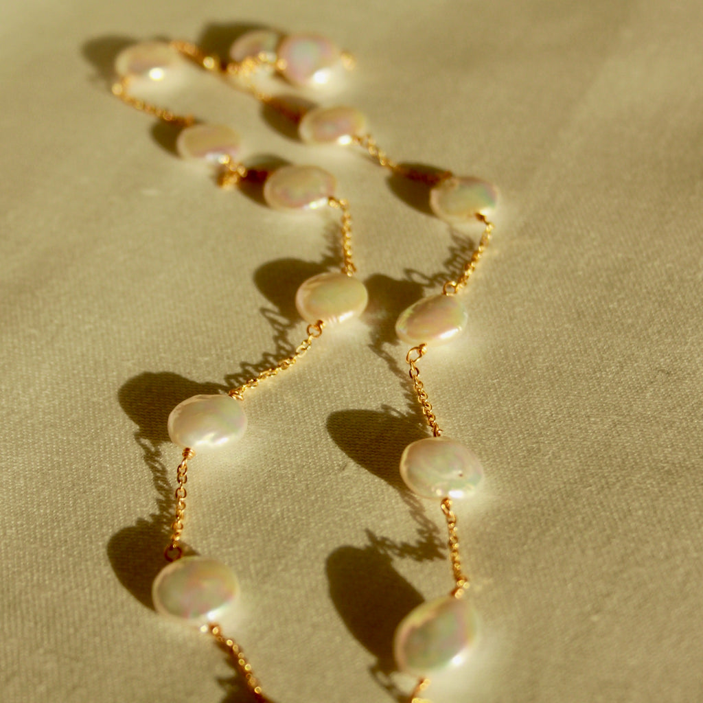 Alexandra coin pearl and chain necklace