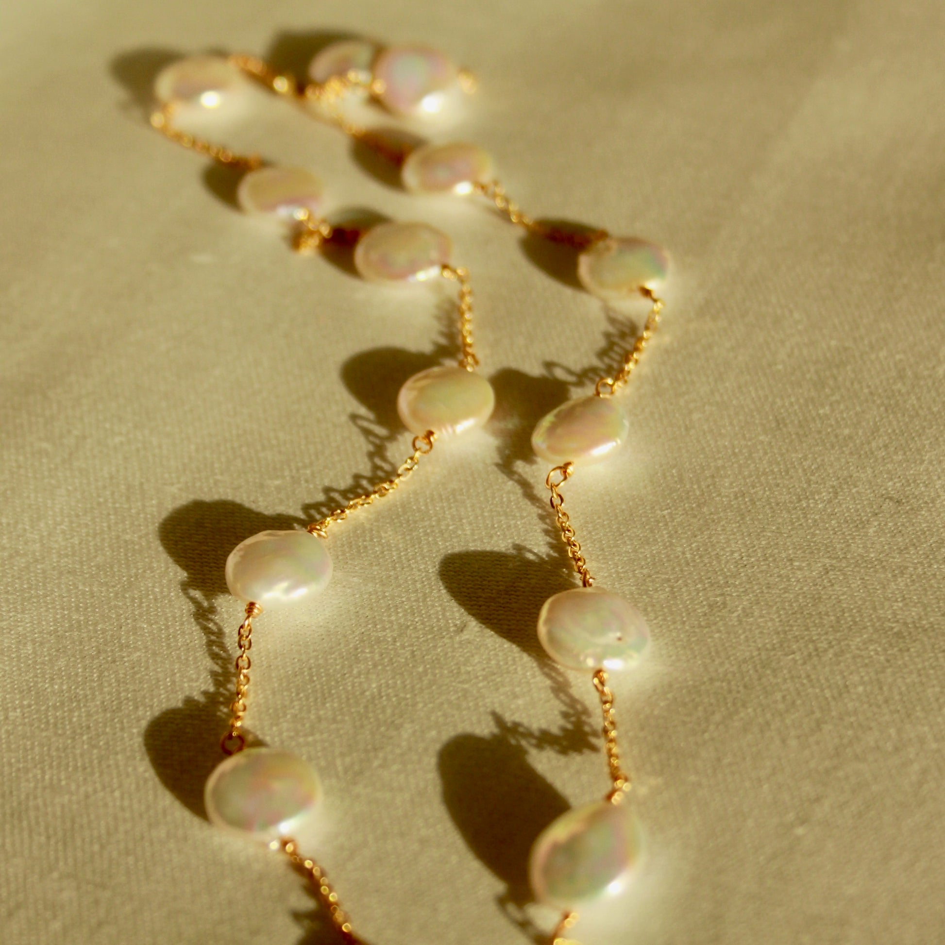 Alexandra coin pearl and chain necklace