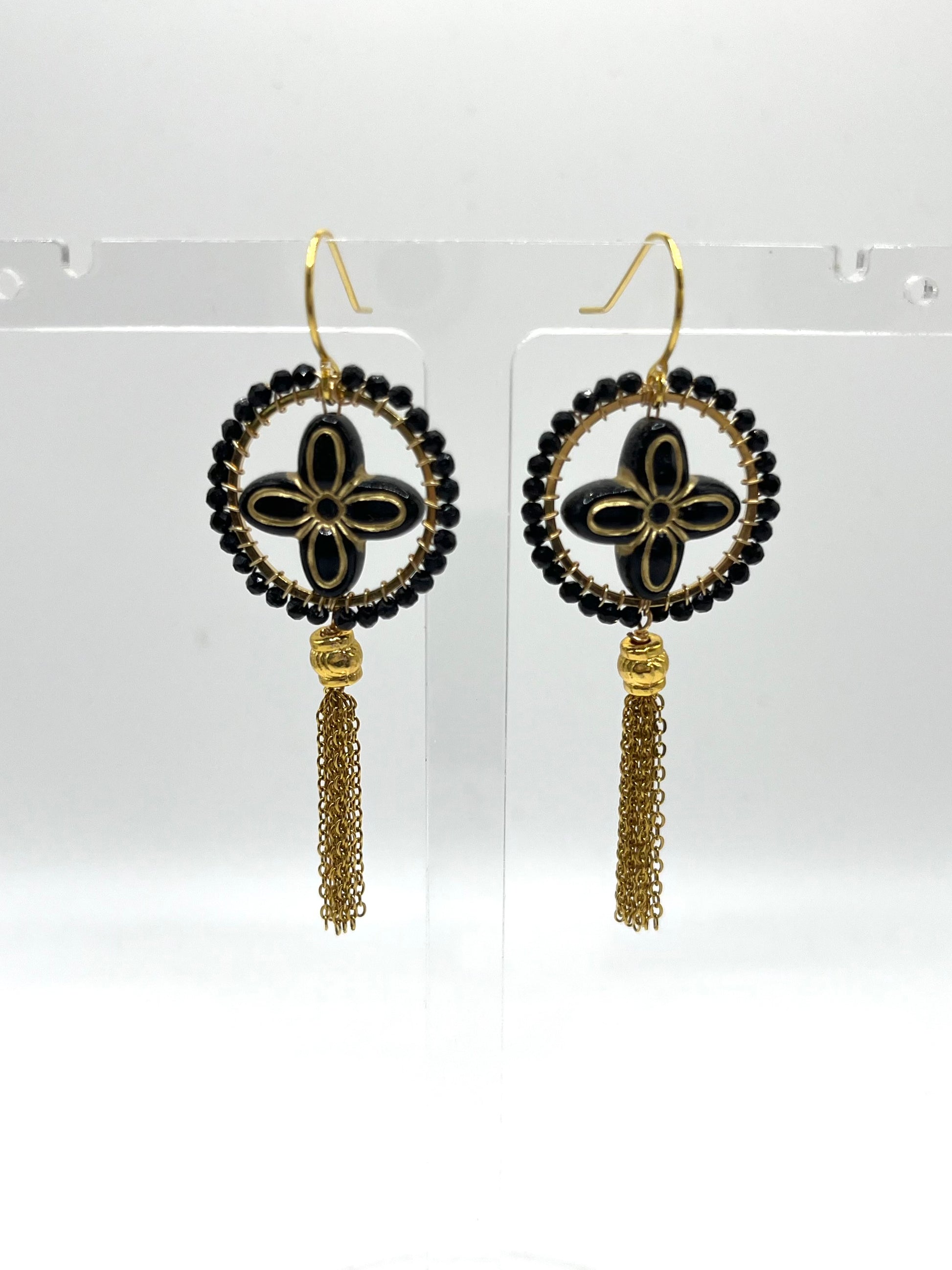 Francesca vintage bead inspired beaded tassel earrings