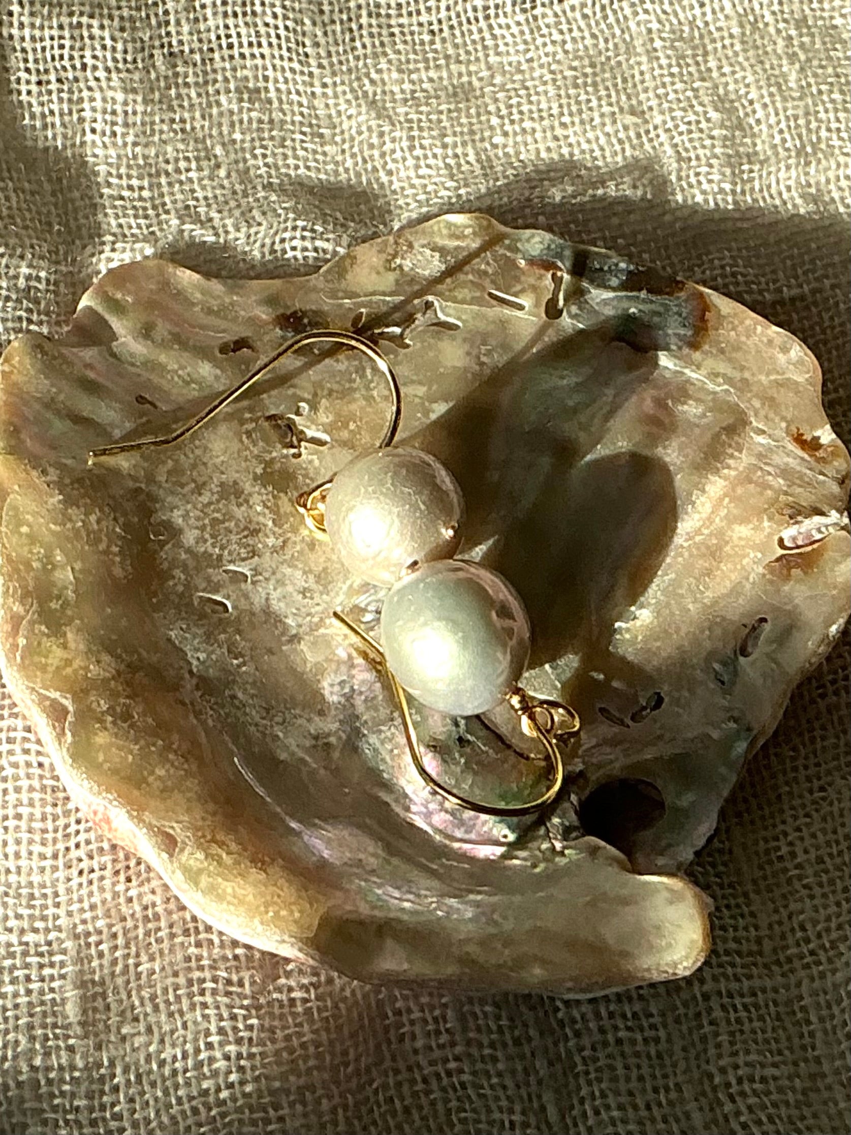 Grey pearl drop earrings