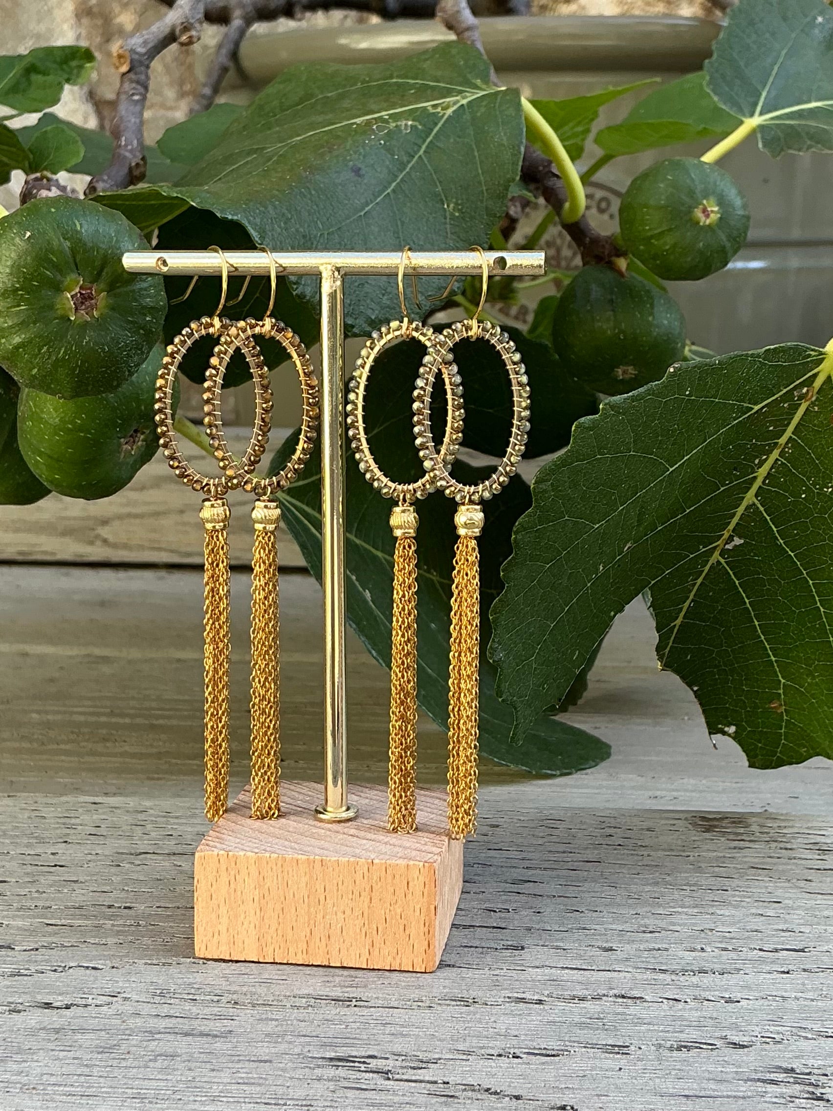 Tamsin long ombré beaded tassel earrings