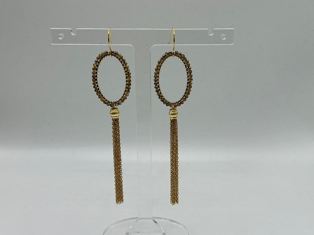 Tamsin long ombré beaded tassel earrings