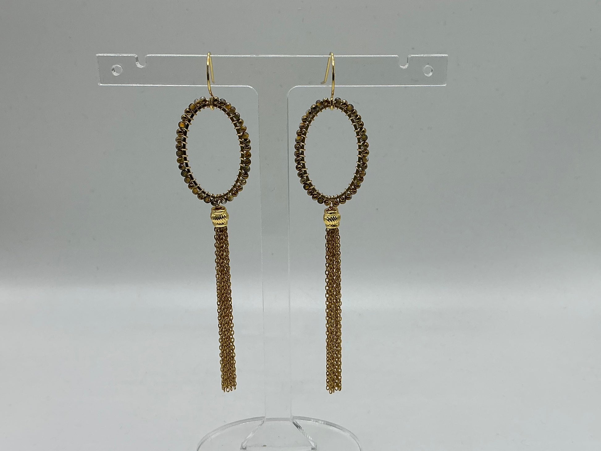 Tamsin long ombré beaded tassel earrings