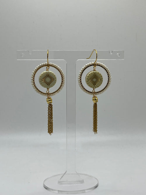 Alessandra vintage bead inspired beaded tassel earrings