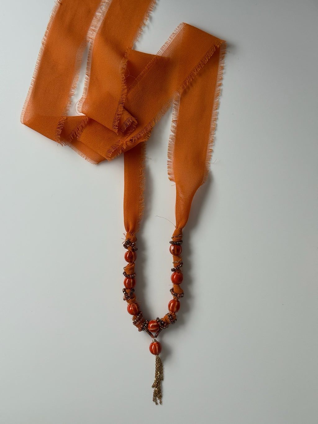 Anna ceramic beaded chiffon tie necklaces