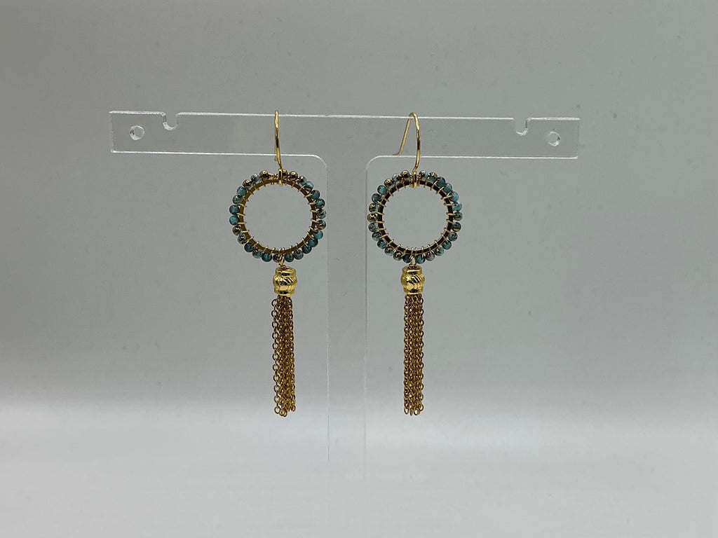 Marina mini ombré beaded tassel earrings