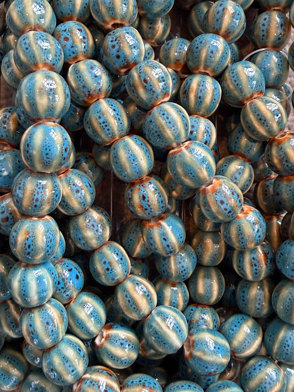 Cerulean blue Anna ceramic beaded chiffon tie necklace
