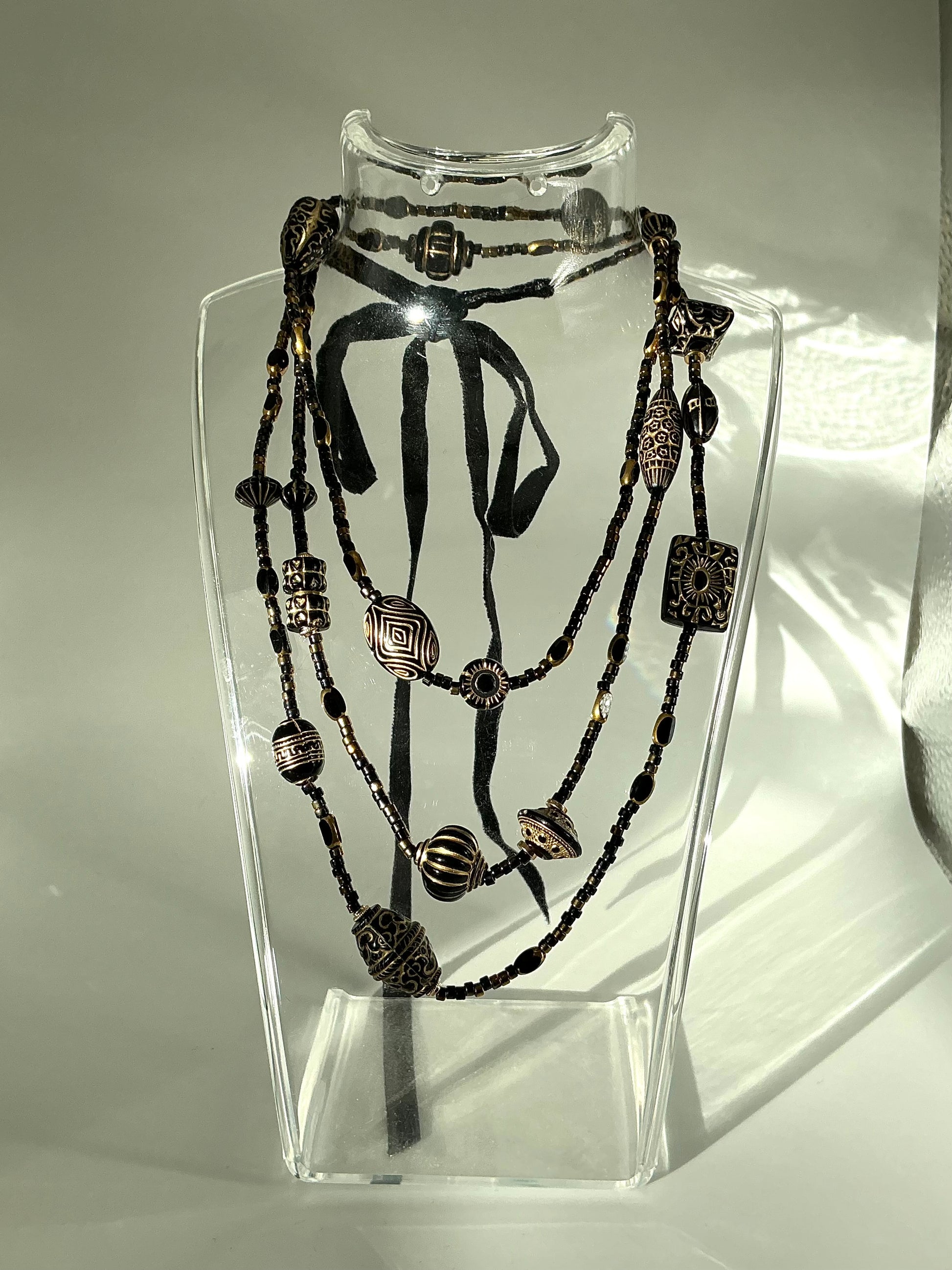 Black vintage bead inspired Tabitha necklace