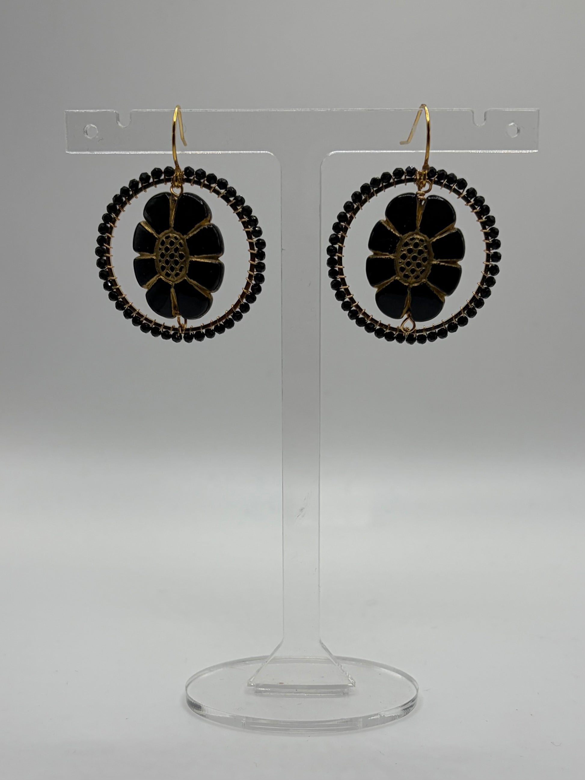 Large Joséphine vintage bead inspired beaded earrings
