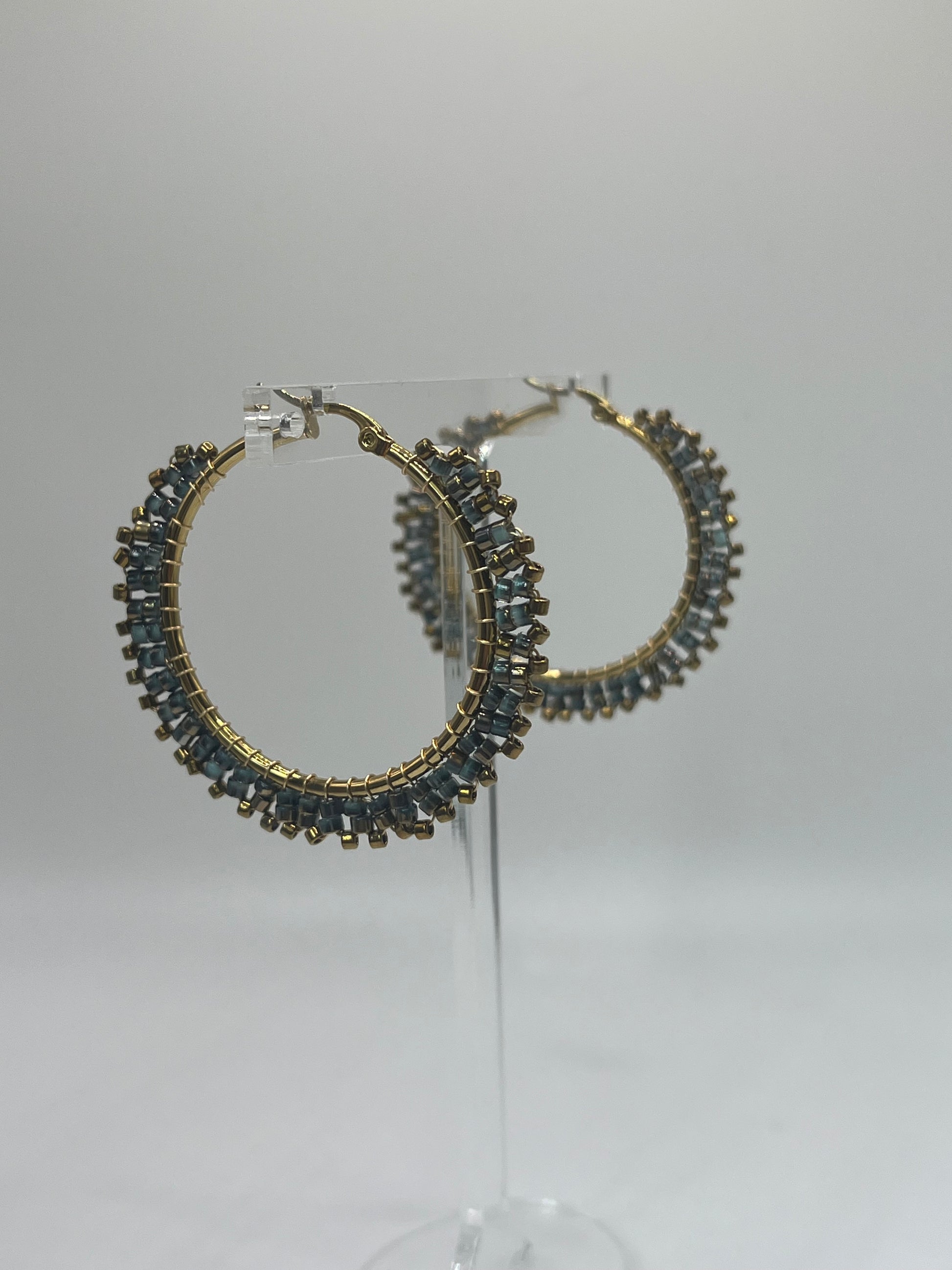 Tamsin large ombré beaded hoop earrings