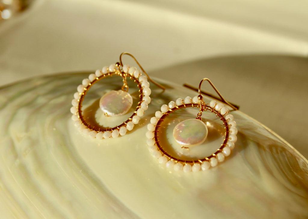 Coin pearl Halo earrings