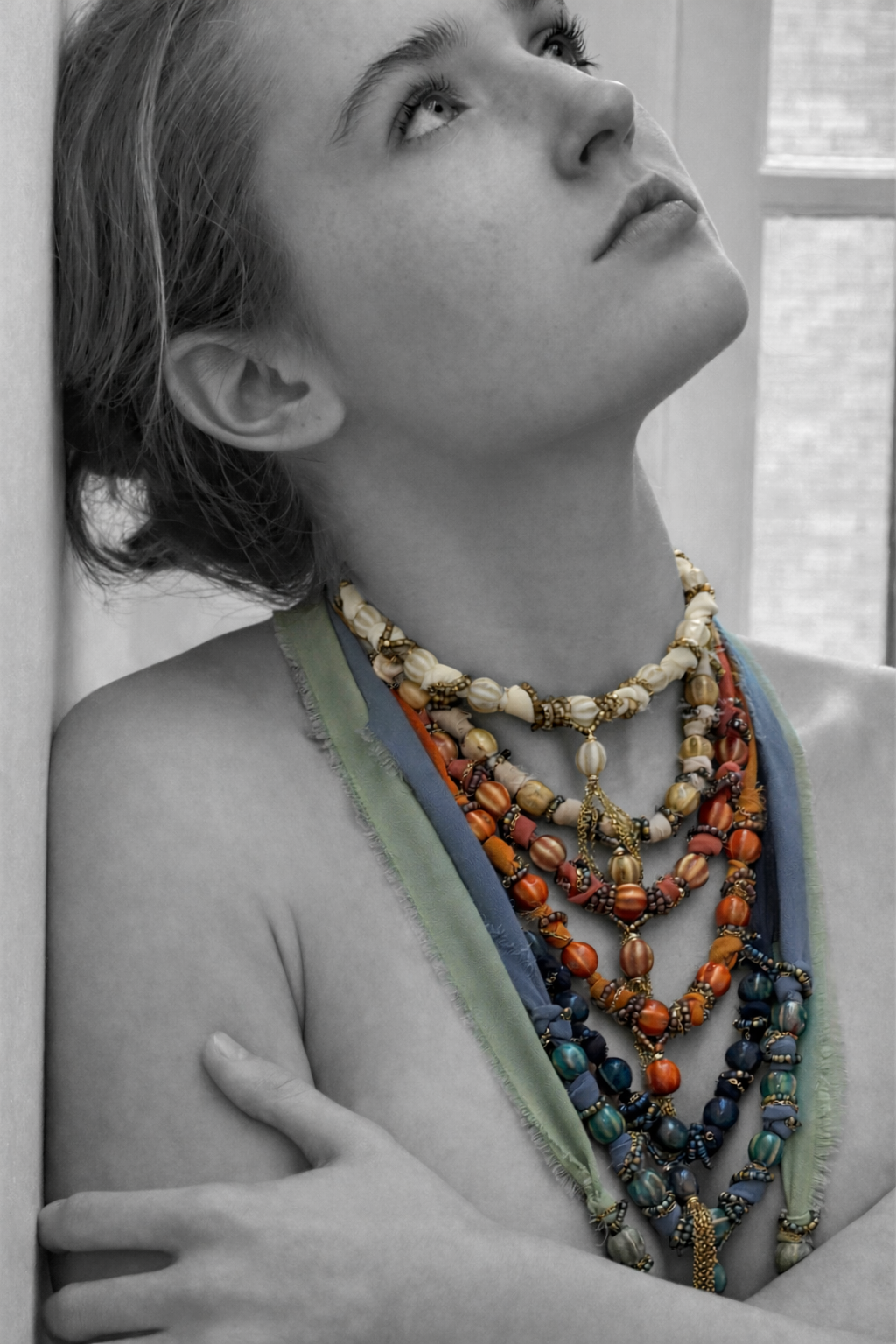 Anna ceramic beaded chiffon tie necklaces