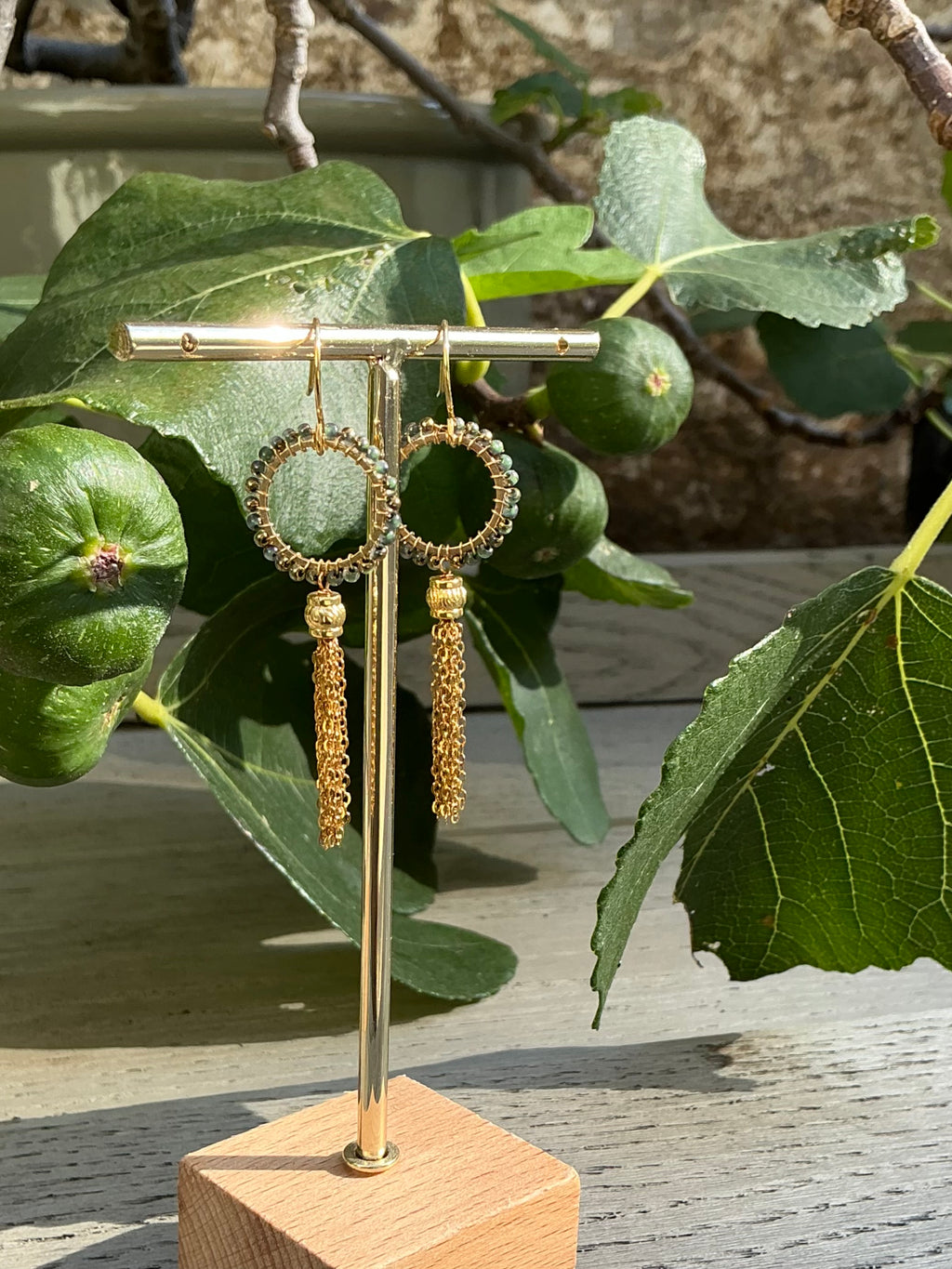 Marina mini ombré beaded tassel earrings