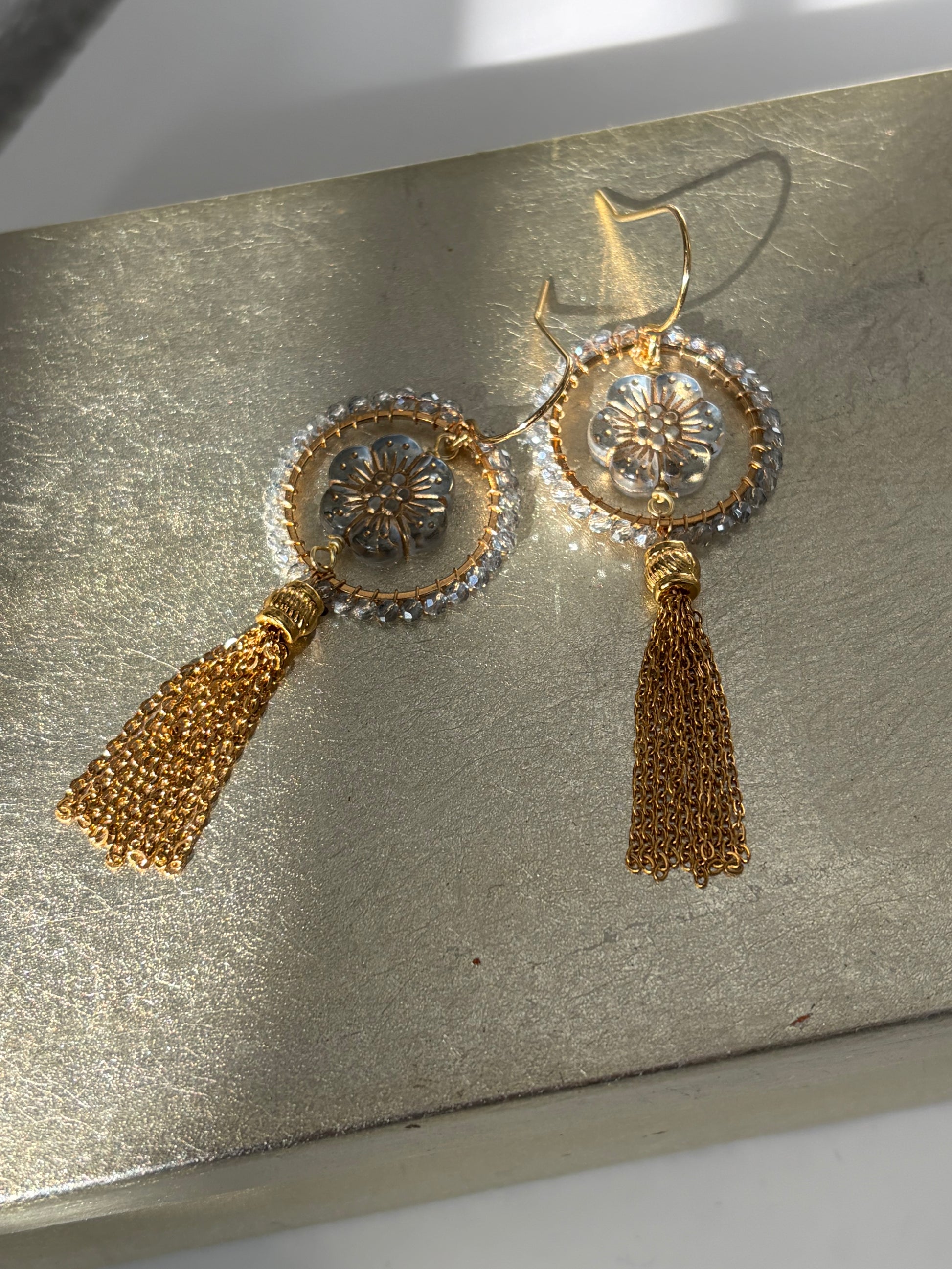 Florence vintage bead inspired tassel earrings