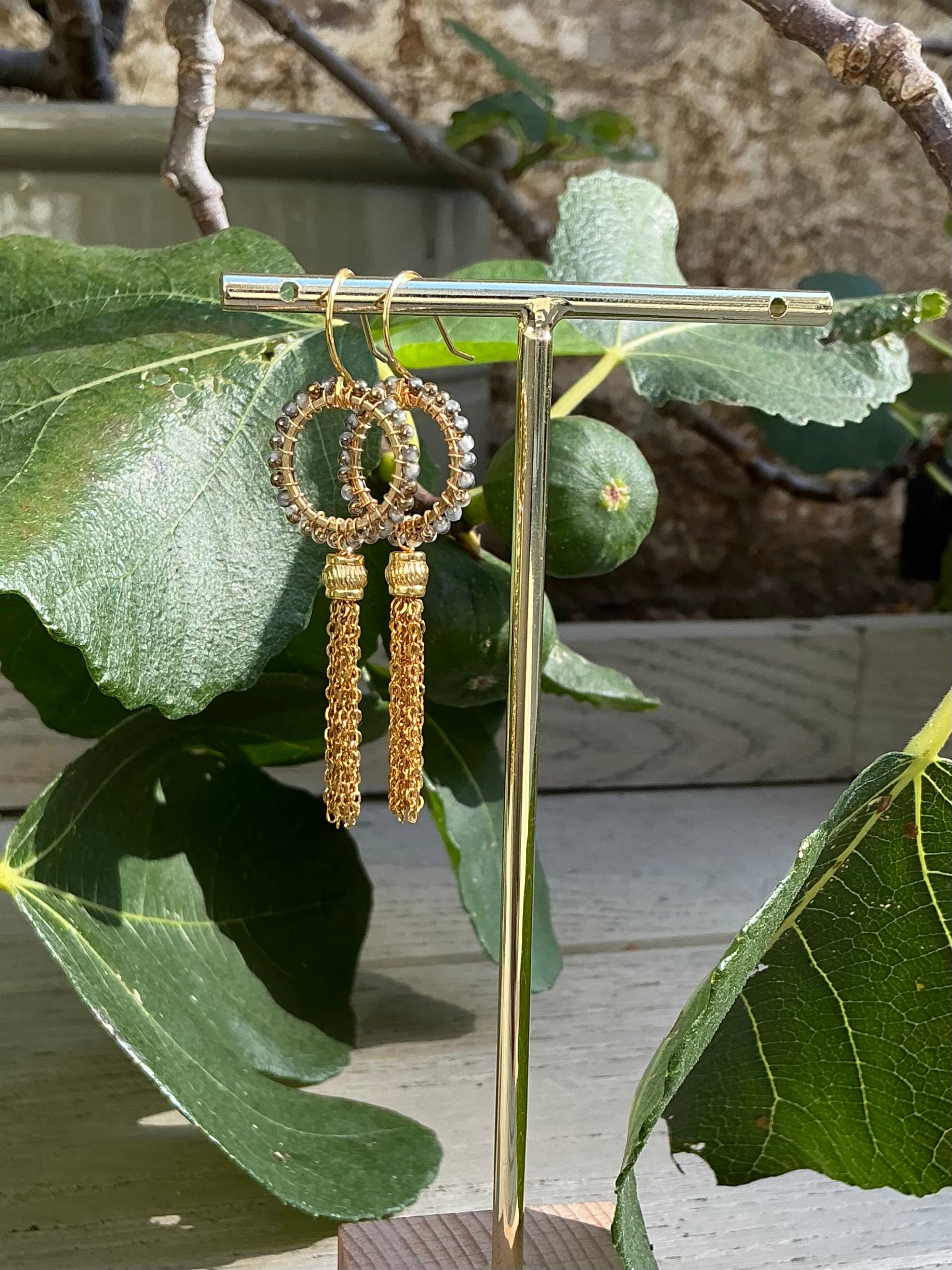 Marina mini ombré beaded tassel earrings