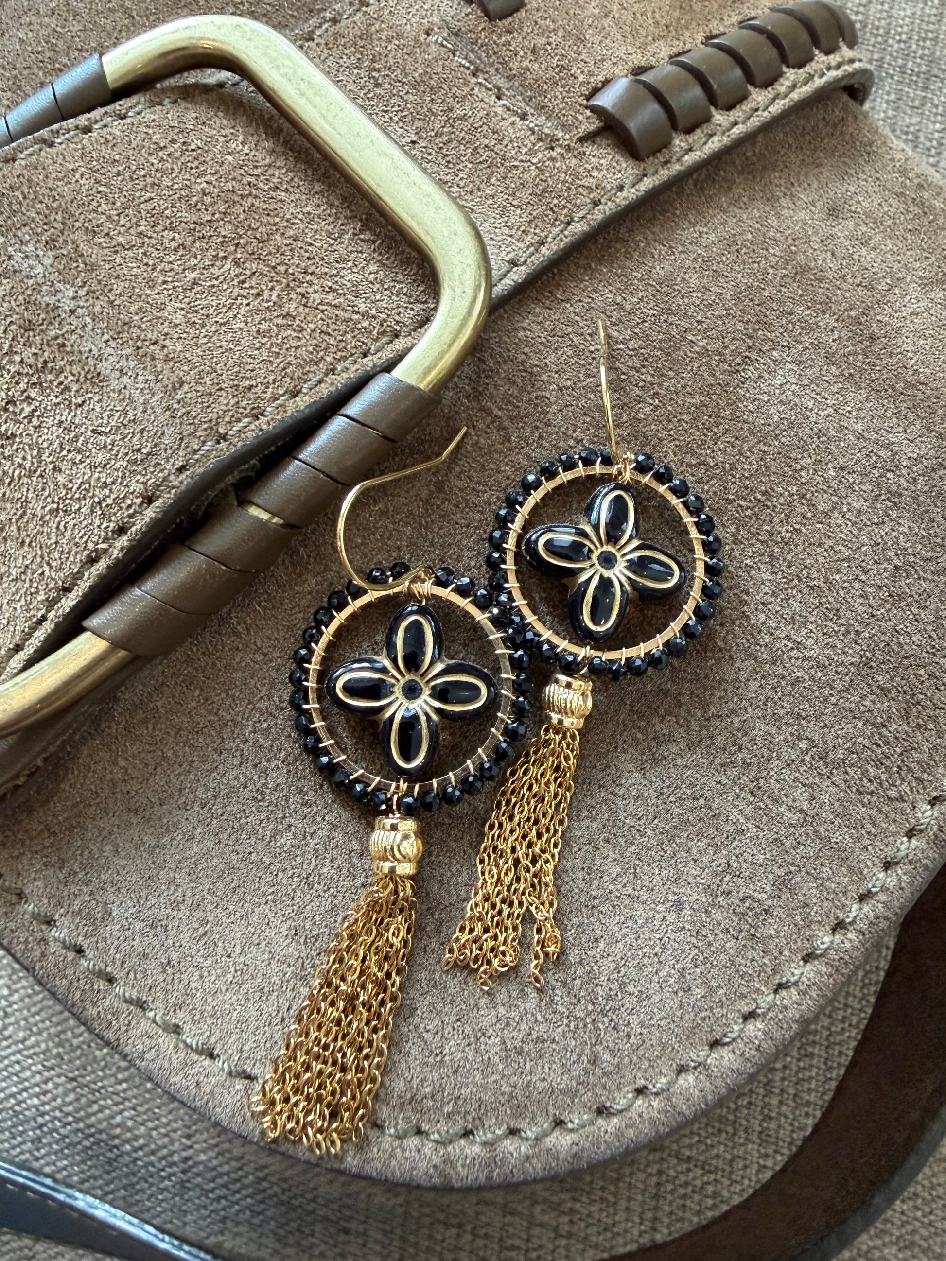 Francesca vintage bead inspired beaded tassel earrings
