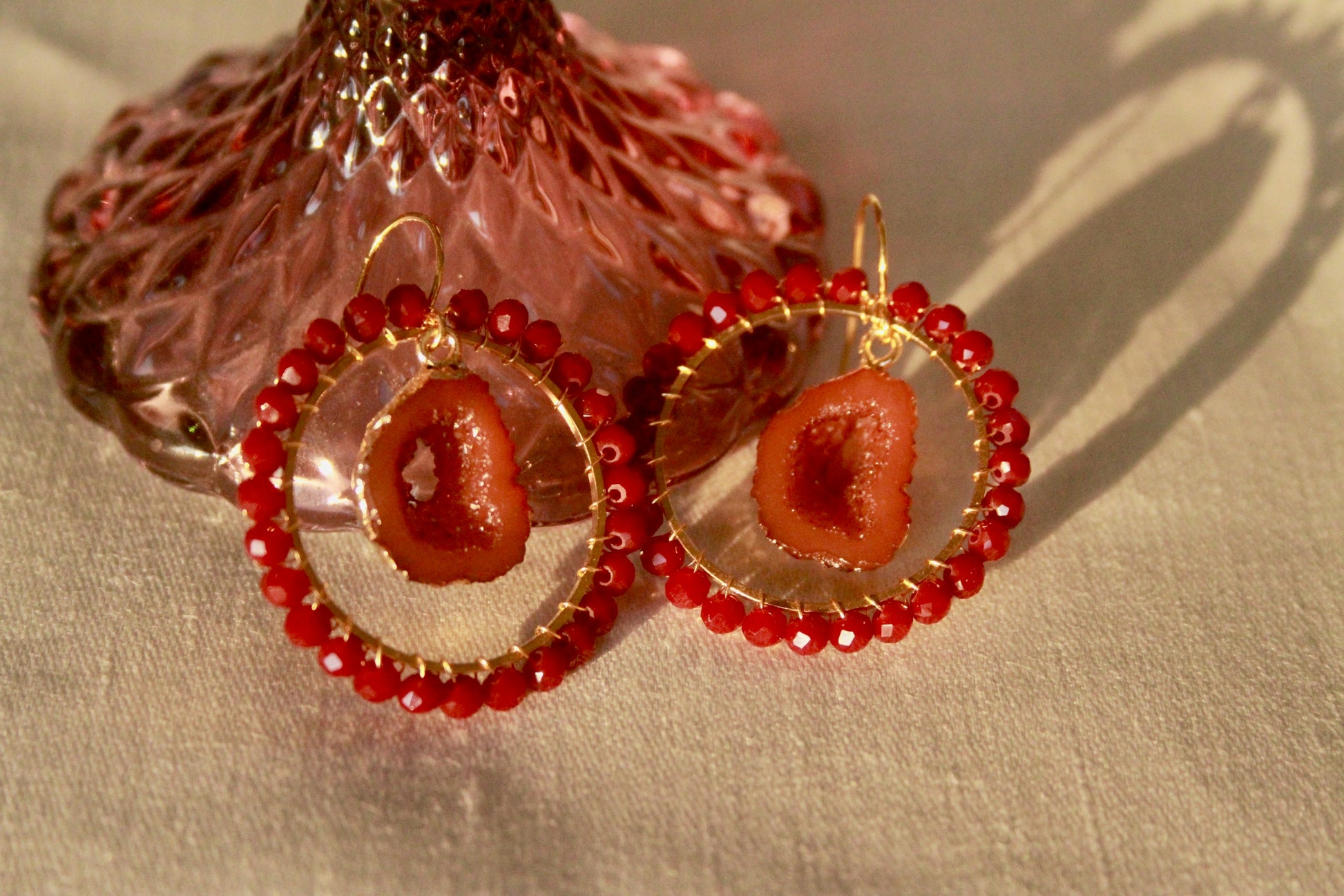 Large Rosa Halo agate earrings