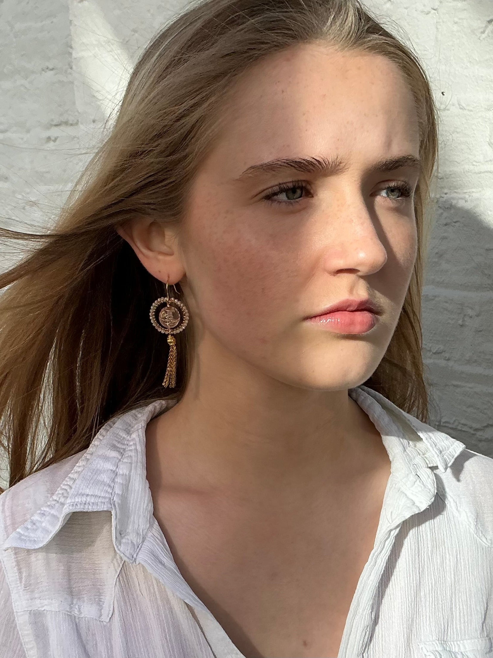 Prudence vintage bead inspired beaded tassel earrings