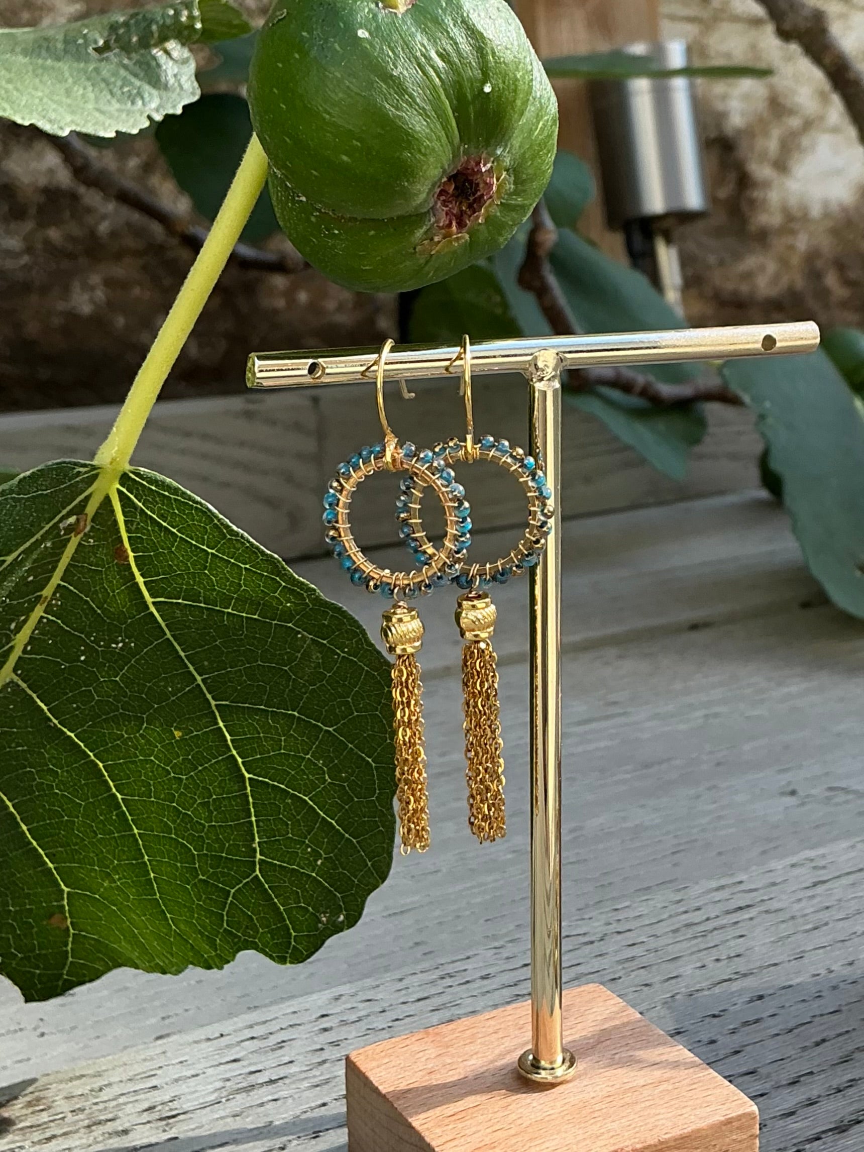 Marina mini ombré beaded tassel earrings