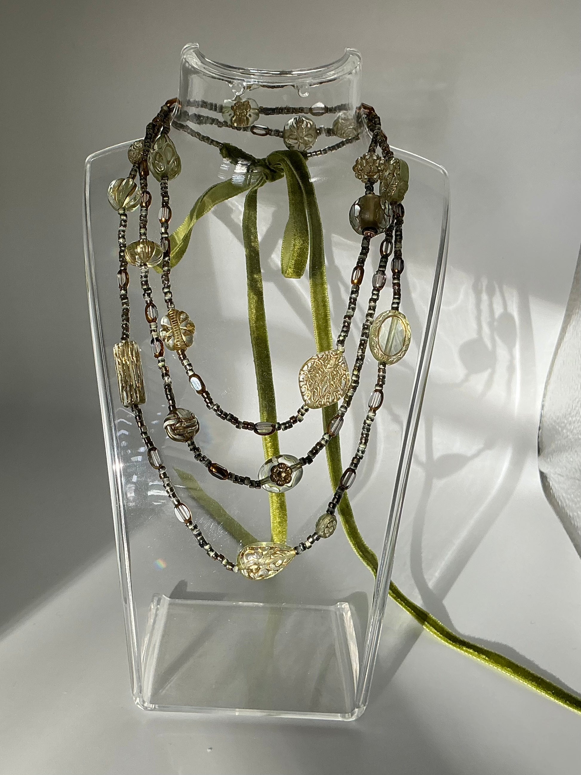 Tabitha vintage bead inspired velvet ribbon necklace