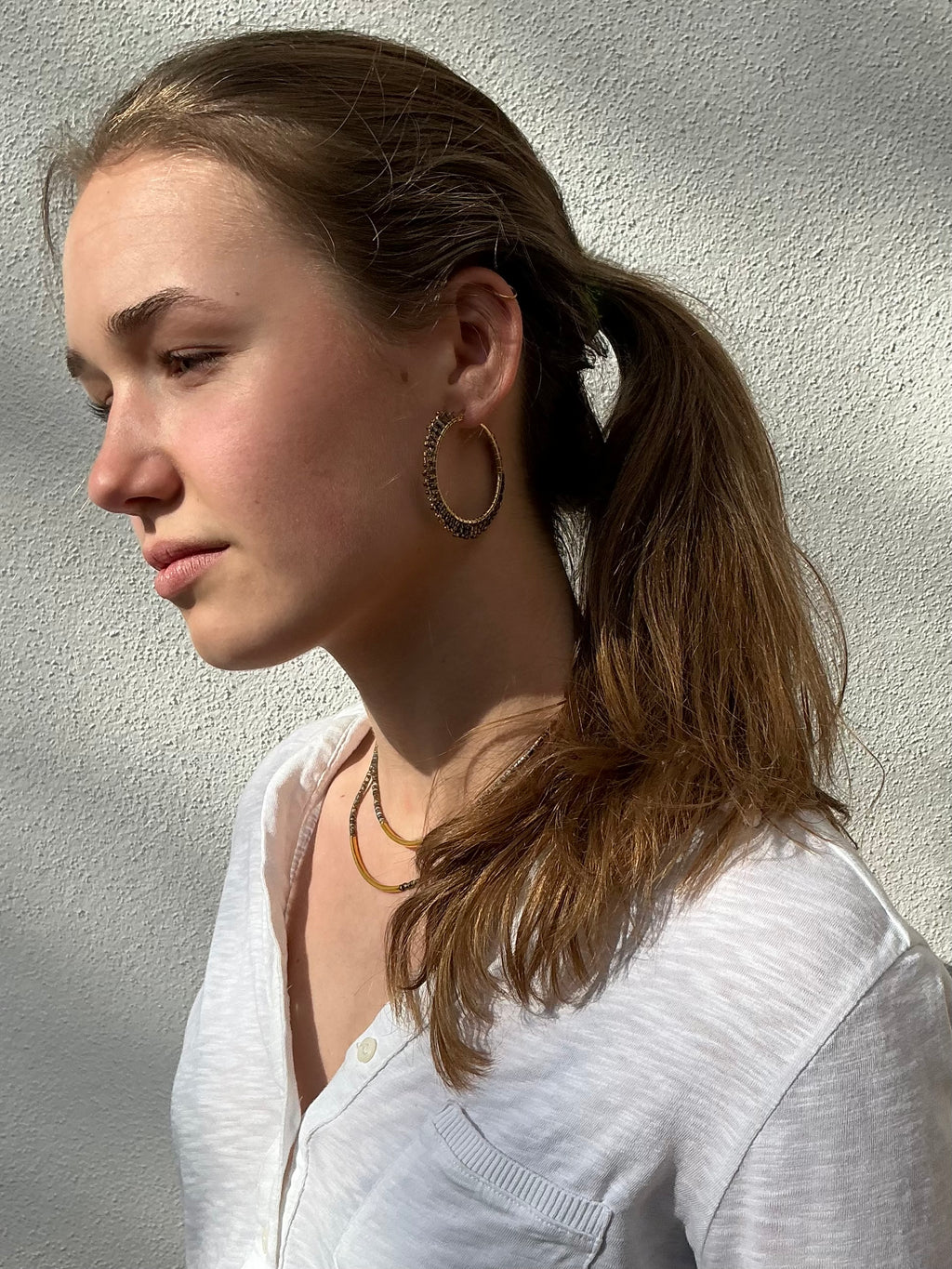 Valentina large ombré beaded hoop earrings