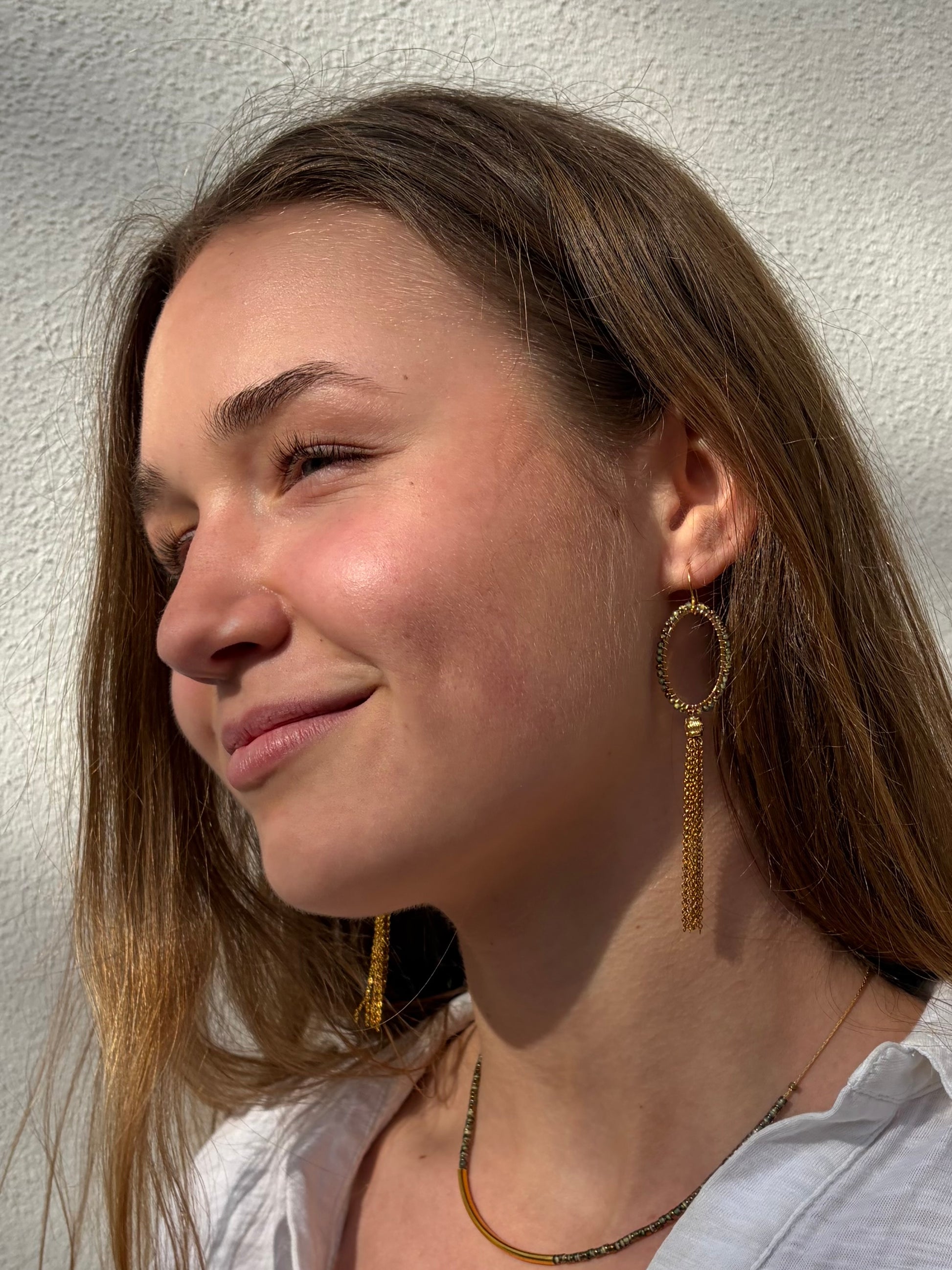 Tamsin long ombré beaded tassel earrings