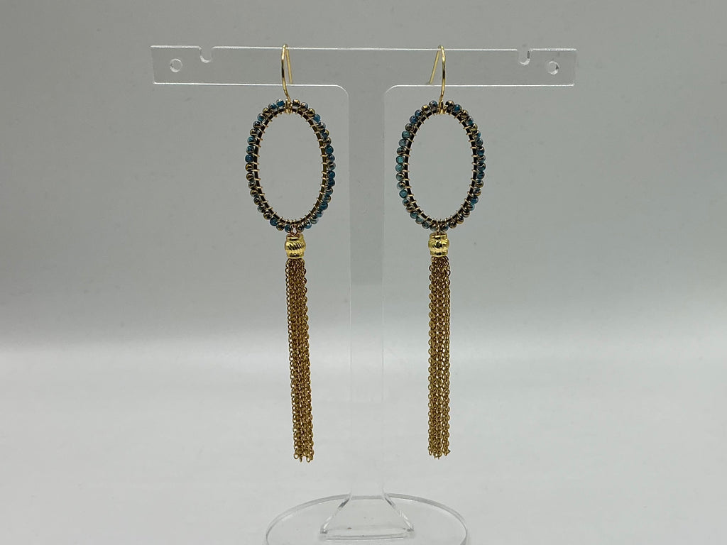 Tamsin long ombré beaded tassel earrings