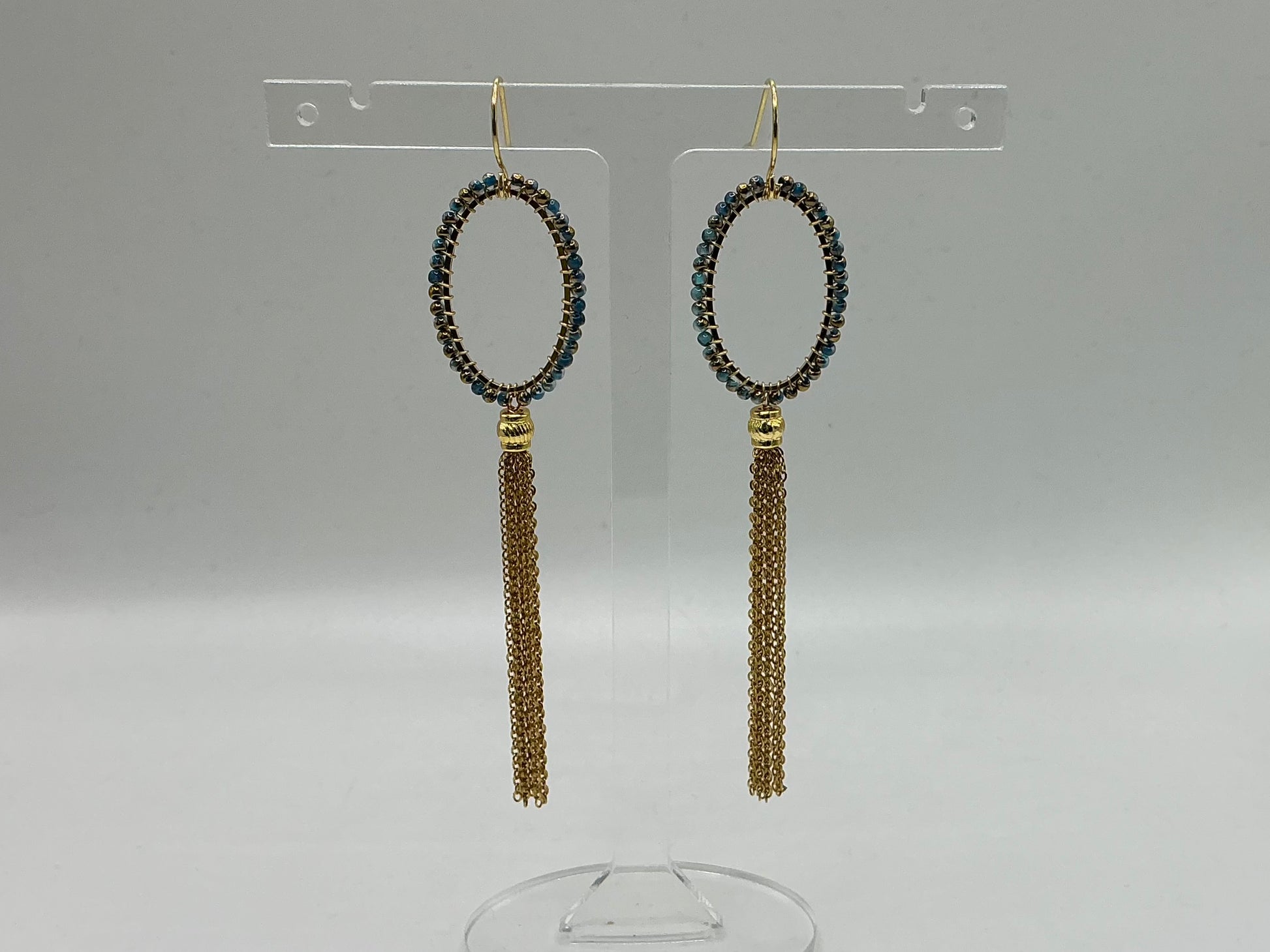 Tamsin long ombré beaded tassel earrings