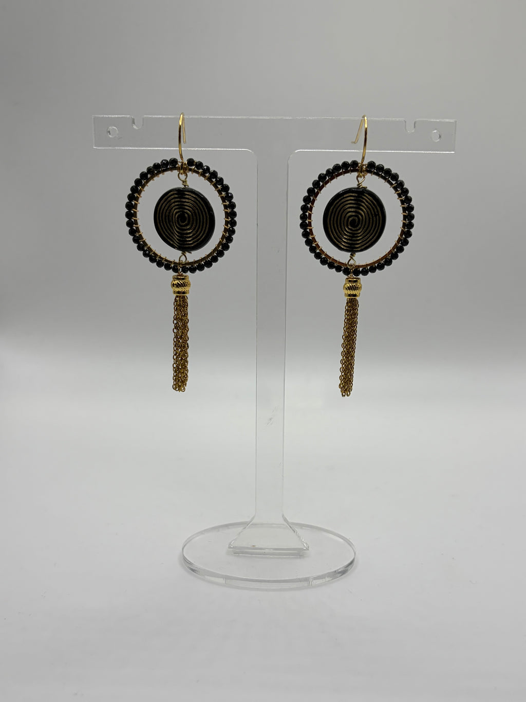 Medium Amèlie vintage bead inspired beaded tassel earrings