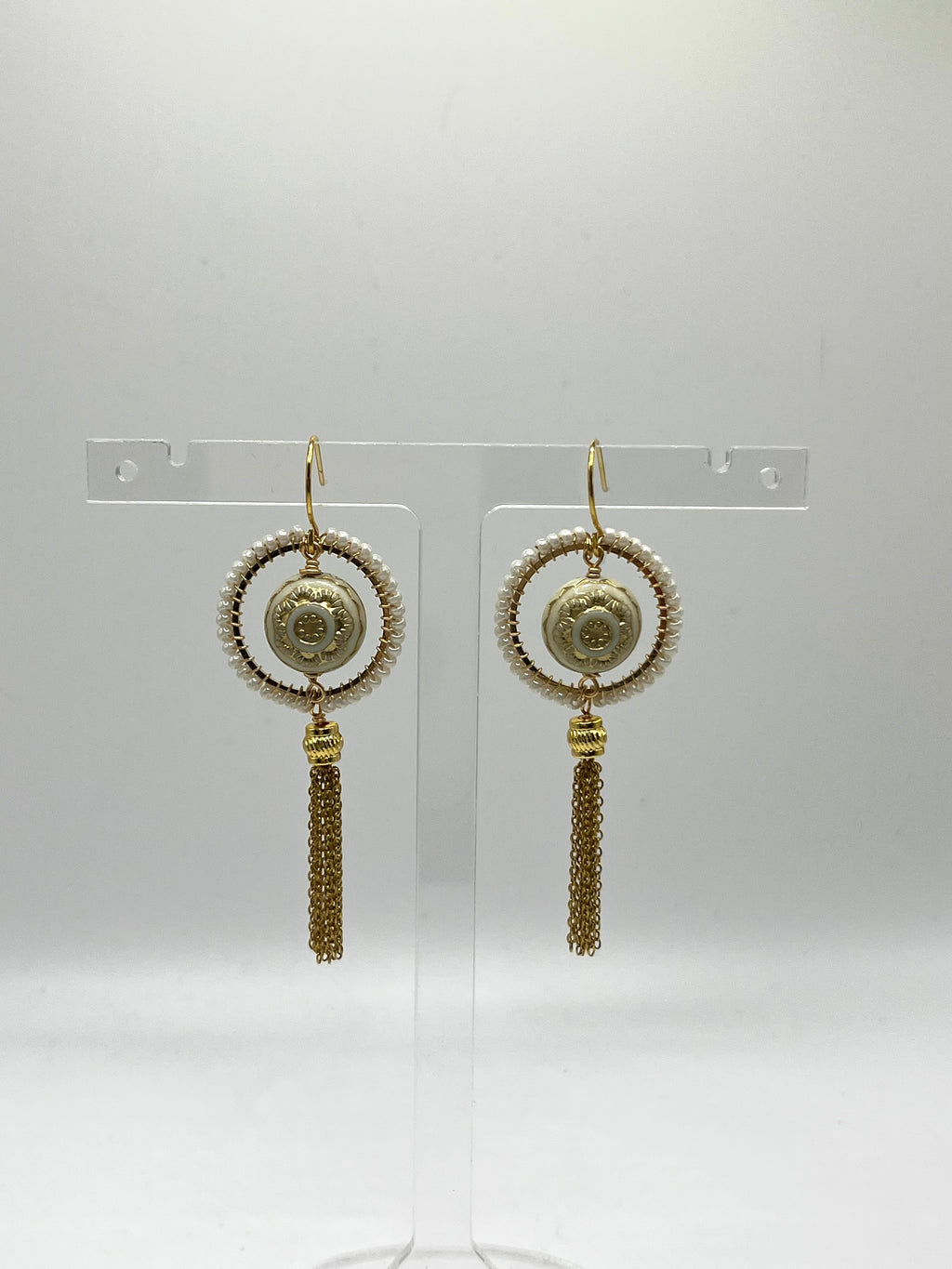 Delfina vintage bead inspired tassel earrings