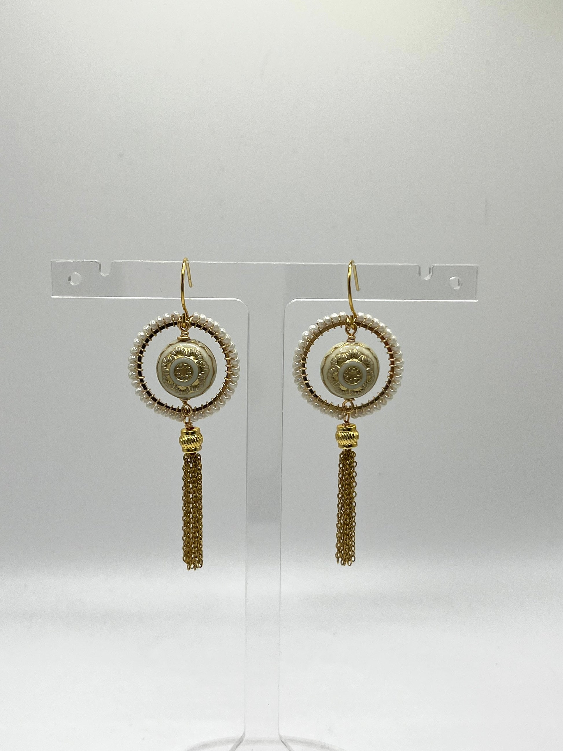 Delfina vintage bead inspired tassel earrings