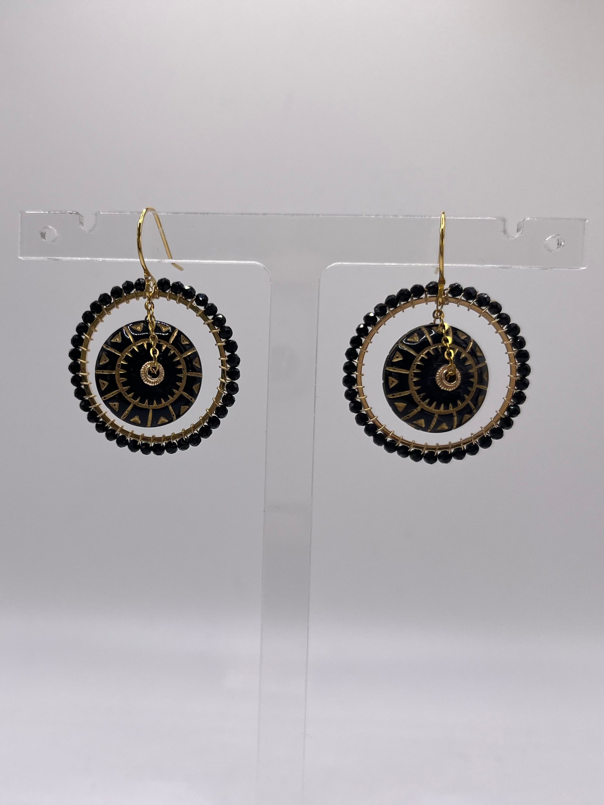 Medium Marguerite vintage bead inspired beaded earrings