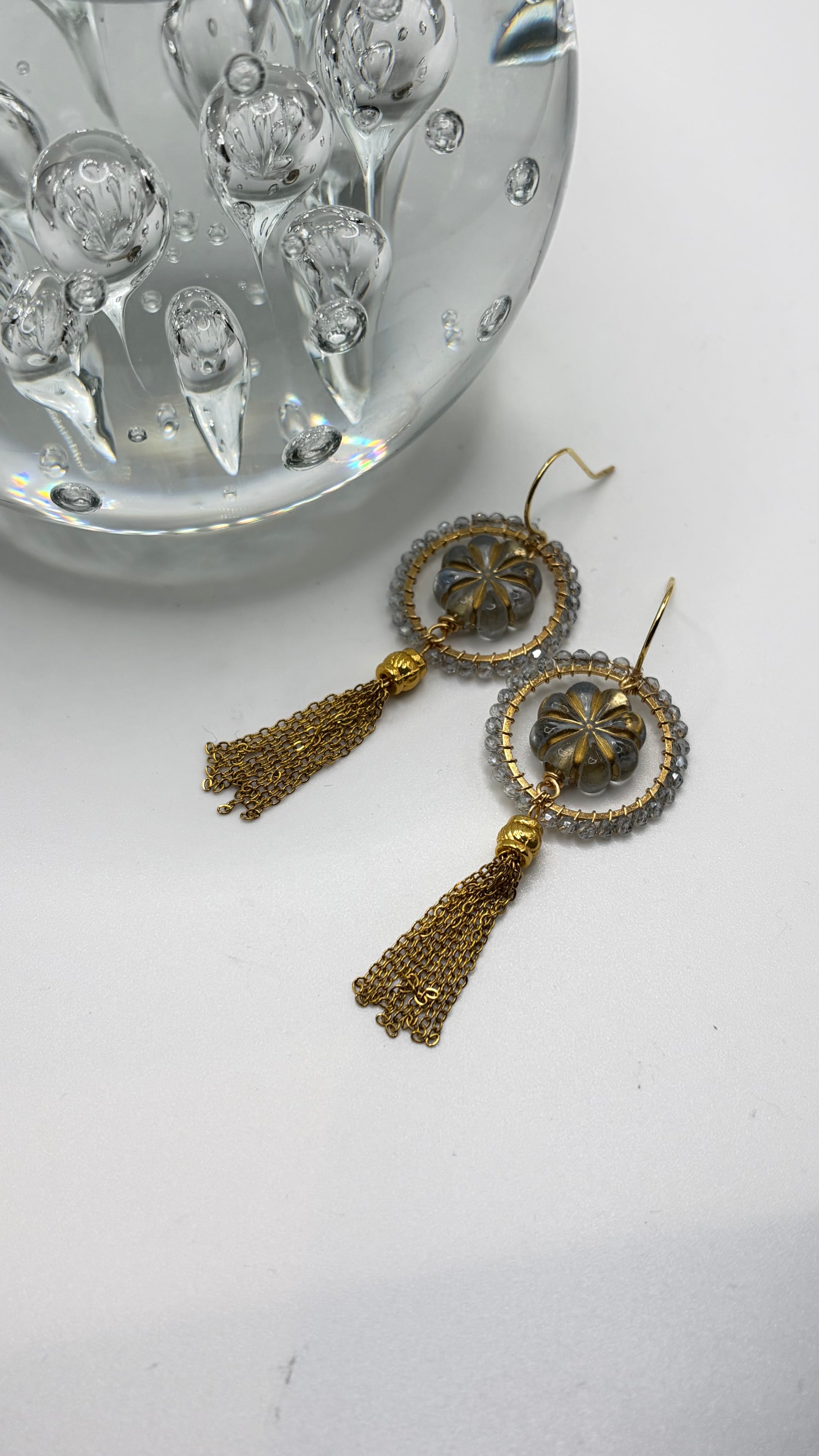 Selina vintage bead inspired tassel earrings
