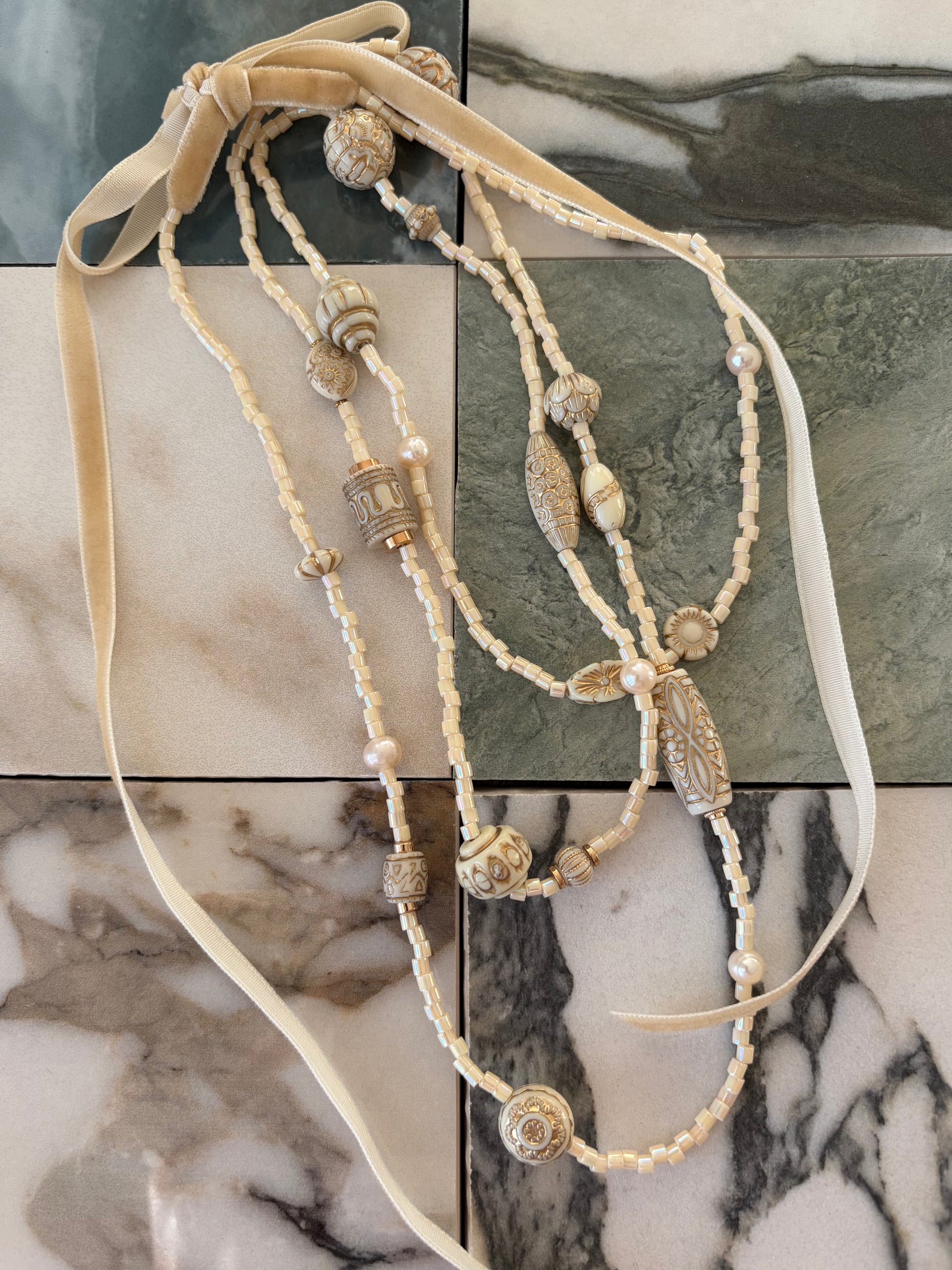 Tabitha vintage bead inspired beaded necklace