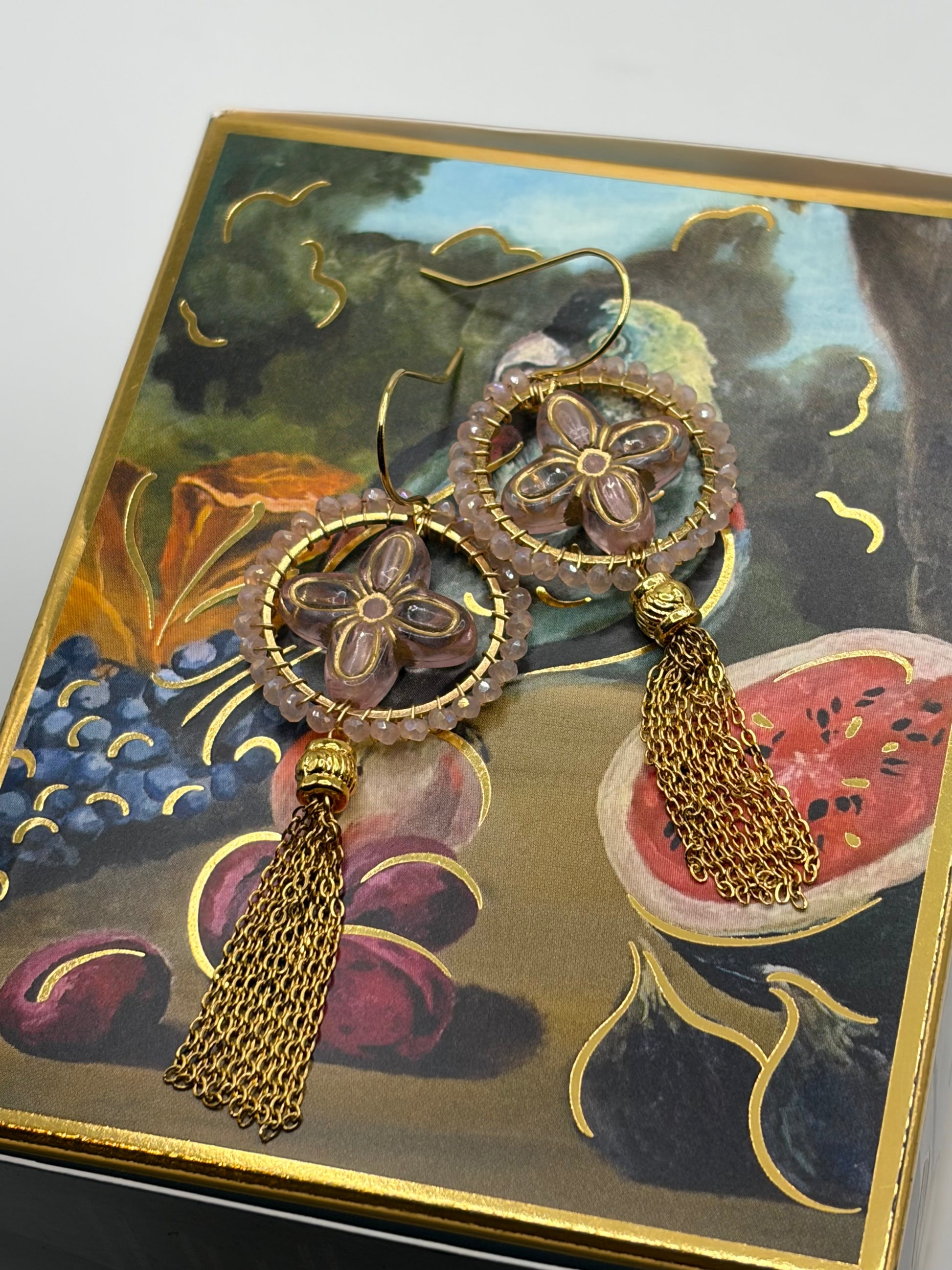Francesca vintage bead inspired beaded tassel earrings