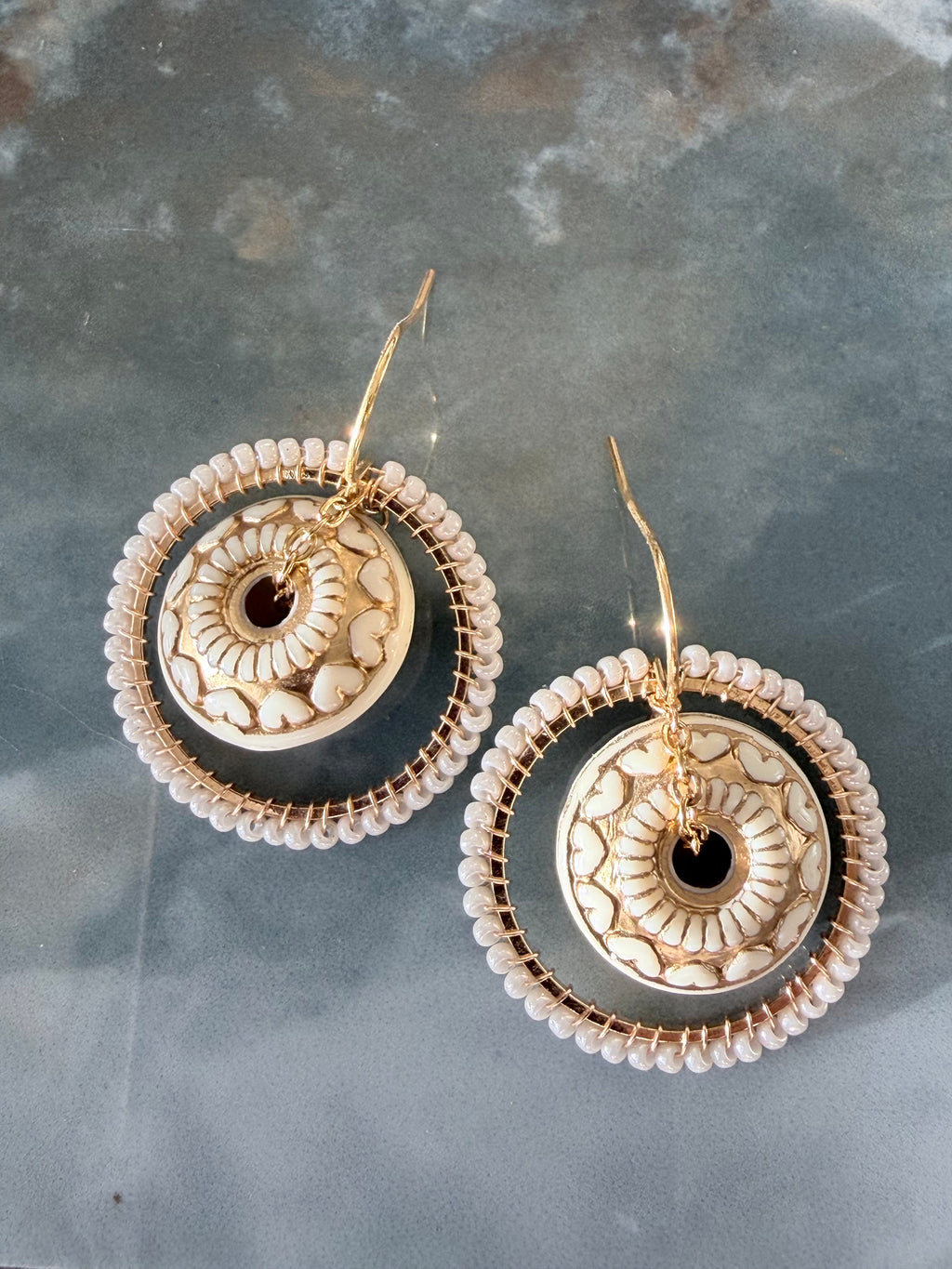 Margarite vintage bead inspired beaded earrings