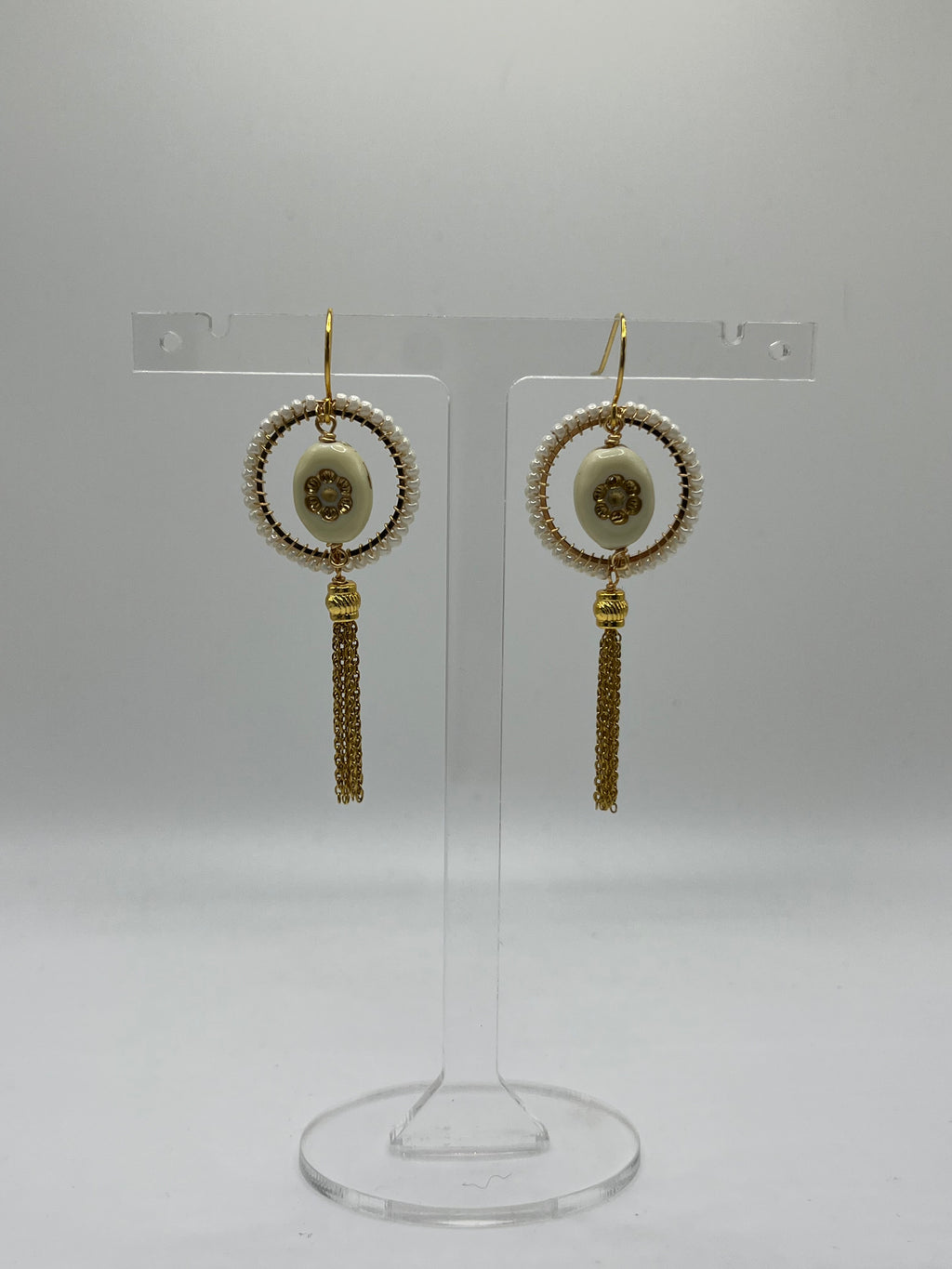 Isabella vintage bead inspired beaded tassel earrings
