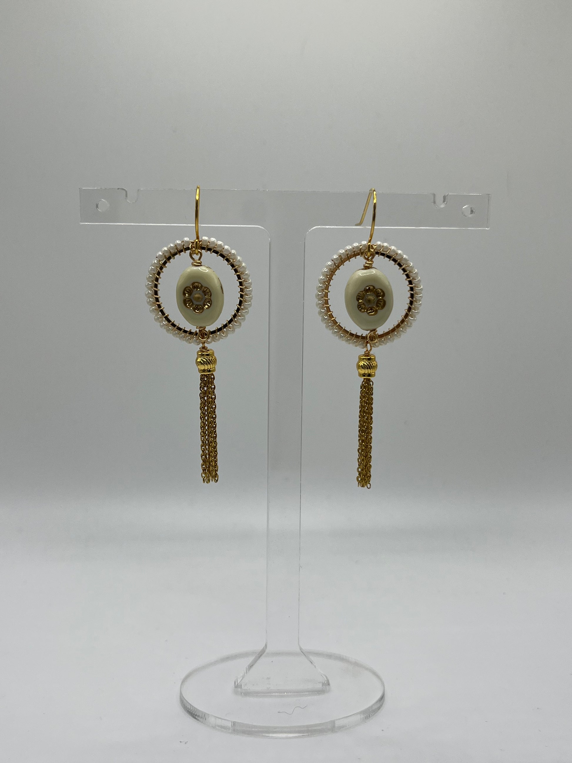 Isabella vintage bead inspired beaded tassel earrings
