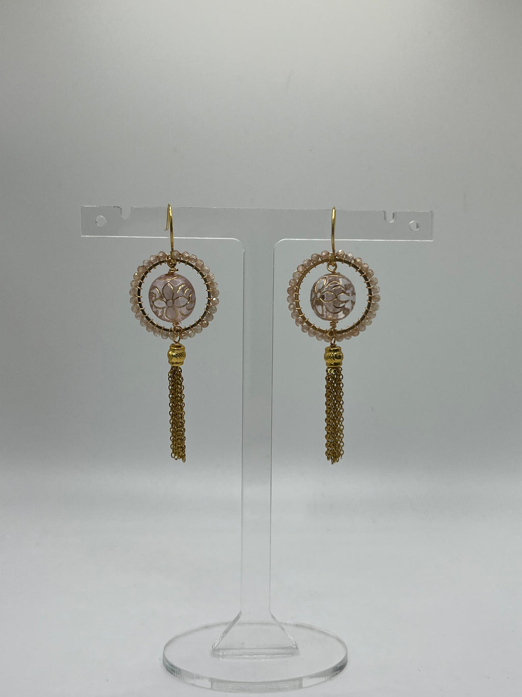 Patience vintage bead inspired beaded tassel earrings