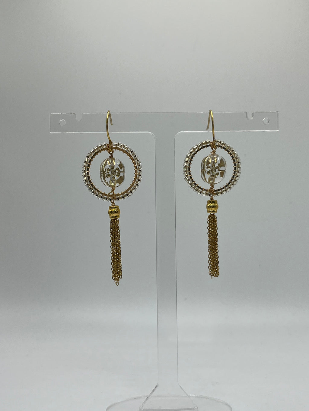 Liberty vintage bead inspired beaded tassel earrings