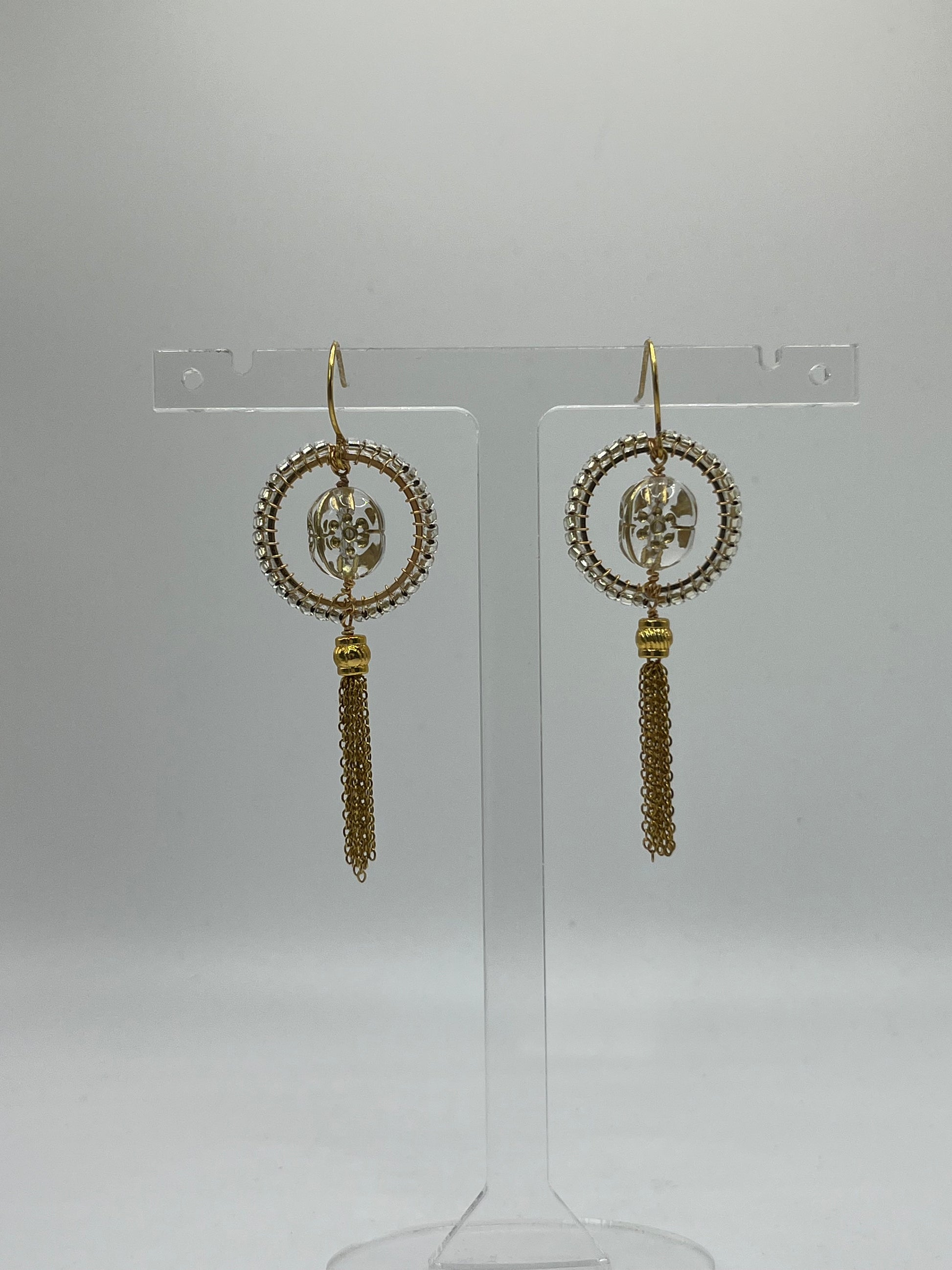 Liberty vintage bead inspired beaded tassel earrings