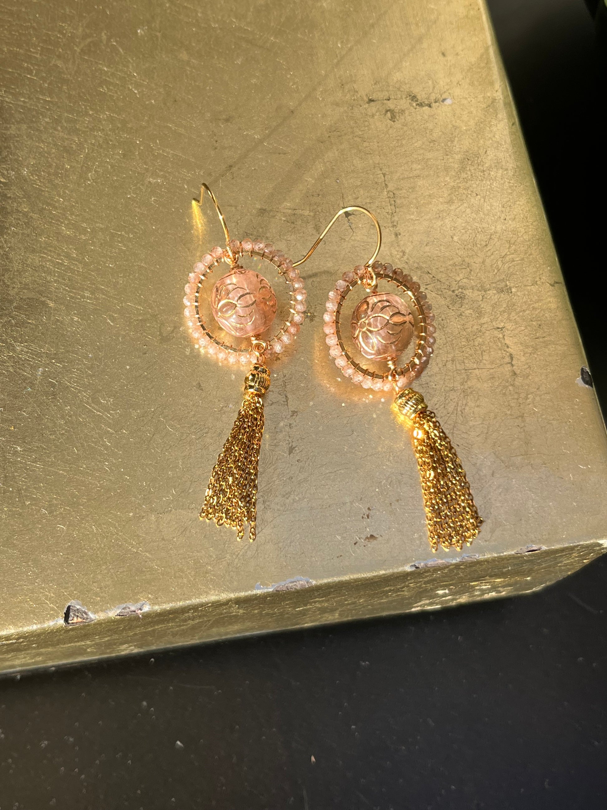 Patience vintage bead inspired beaded tassel earrings