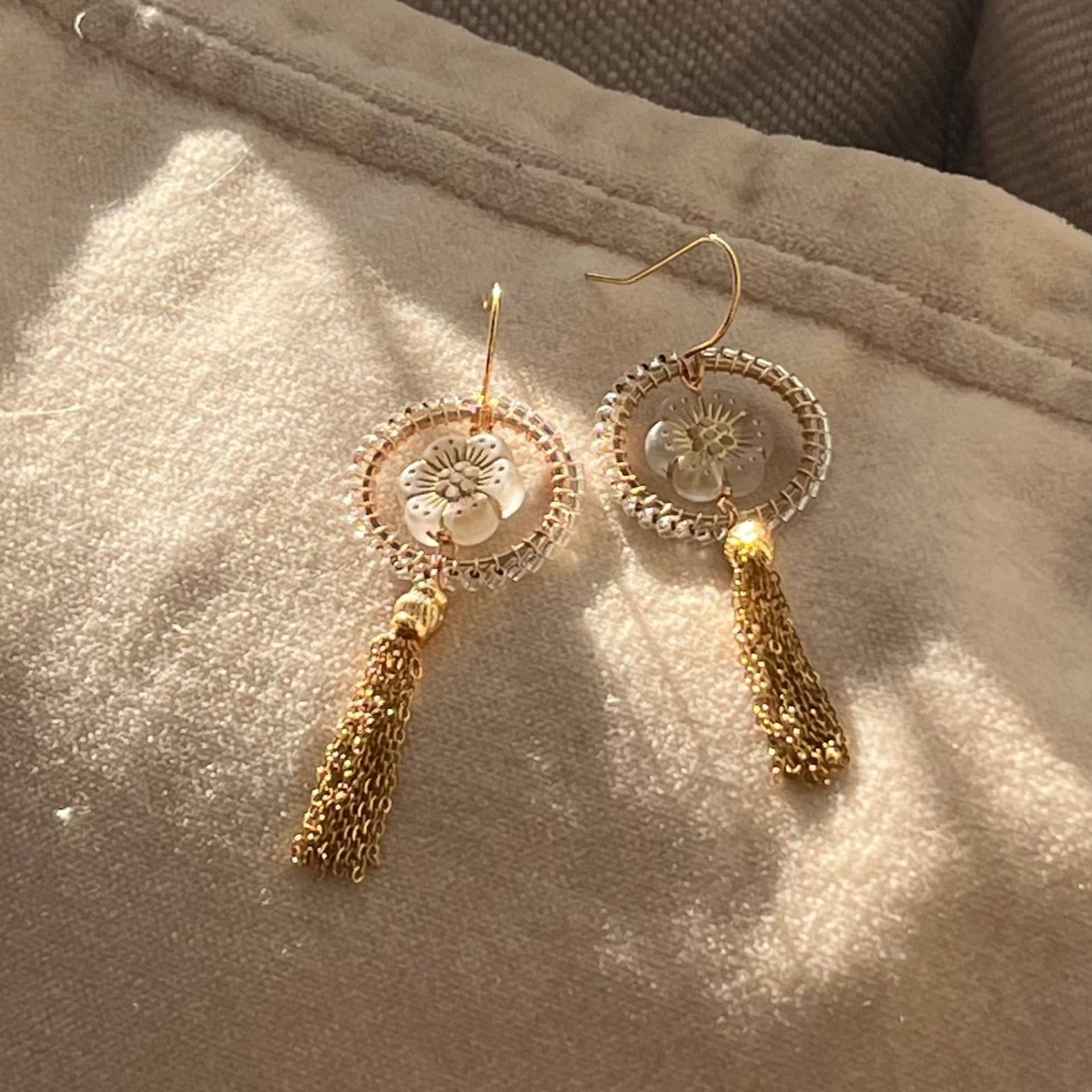 Florence vintage bead inspired beaded tassel earrings