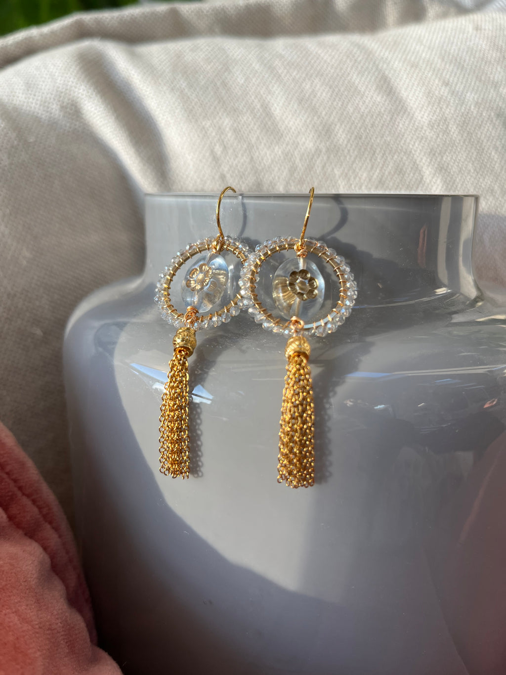 Isabella vintage bead inspired beaded tassel earrings